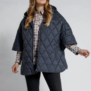 EUC, Ulla Popken, Black Quilted Cape with Hood, Plus size 2